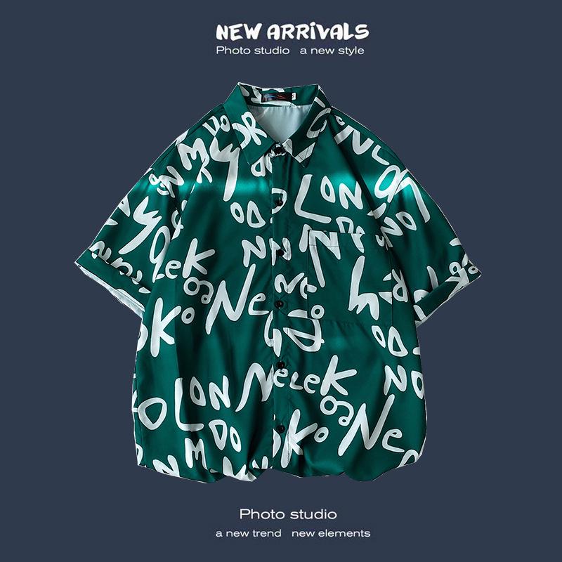 Летняя корейская ретро-цветочная свободная рубашка для пары - модный мужской топ с коротким рукавом