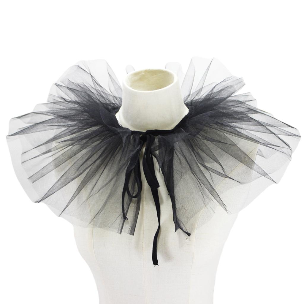 Victorian Vintage Mesh Neck Ruff Ruffle Collar Layered Clown Neck Collar Tie Cosplay Accessories for Women