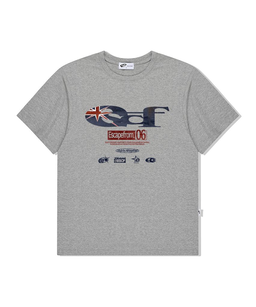 ESCAPEFROM British Vintage Escf Logo Collage Print Oversized Short Sleeve T-Shirt [3 Colors]