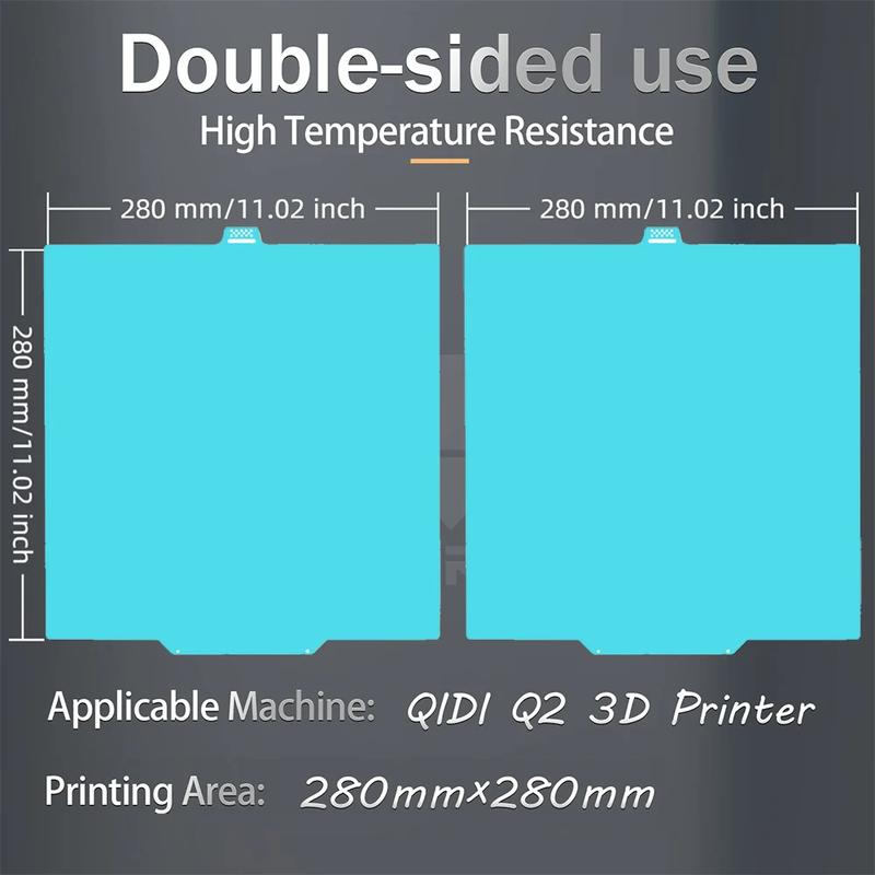 Холодная платформа Glacier для QIDI Q2 Q2 Combo 280*280 мм Нагреваемая платформа Высокая вязкость Двусторонняя печать Запчасти для 3D-принтера