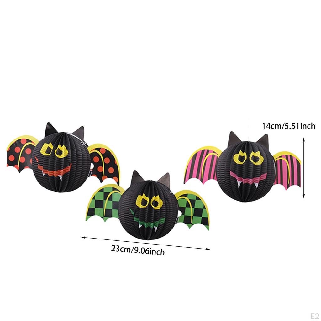 3Pcs Halloween Paper Lantern Hanging Ornament for Outdoor Indoor Doors Walls