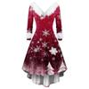 Женское модное повседневное приталенное платье с рождественским принтом для вечеринки с длинными рукавами