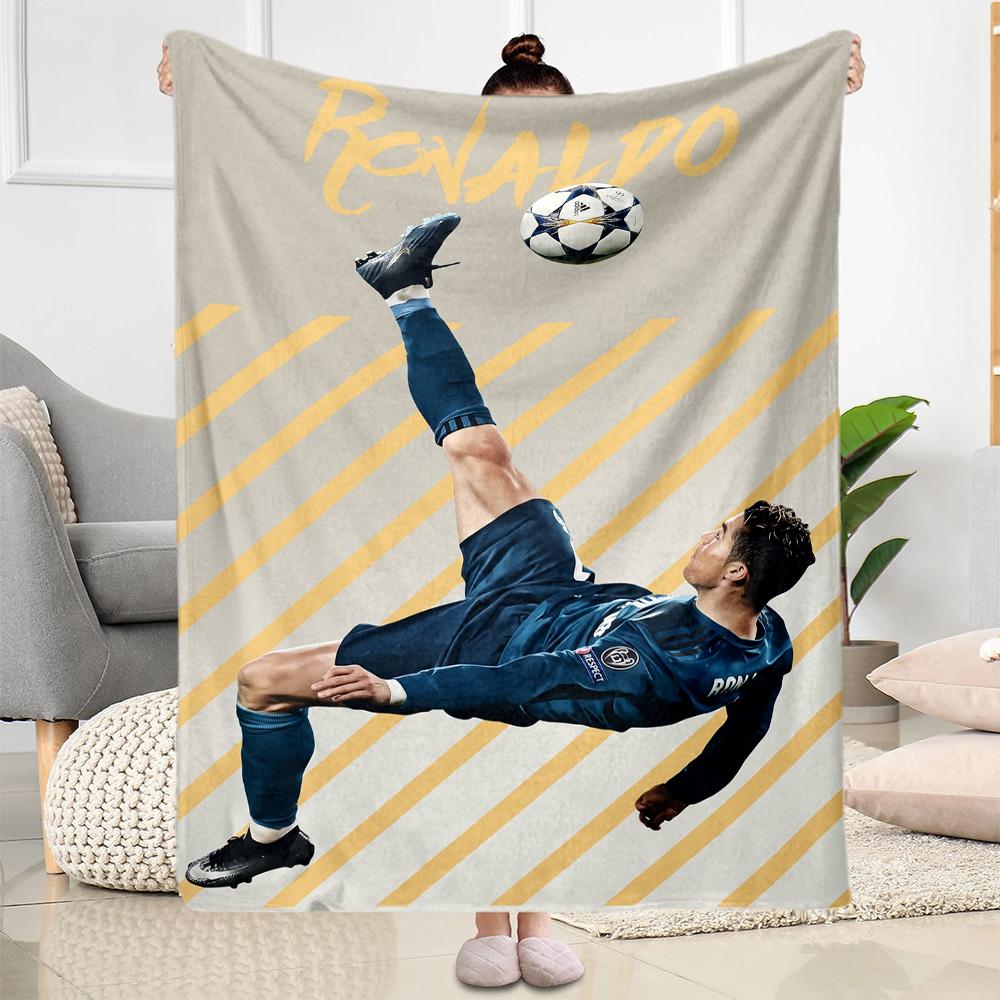 Ronaldo's Skillful Kick Blanket Ultra-Soft Perfect for Livingroom Office Sofa All-Season Use Playful Design Suitable for Gifting Relatives and Friends