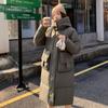 Куртка с пуховой подкладкой из хлопка, женское зимнее длинное выше колена, теплое пальто с хлопковой подкладкой
