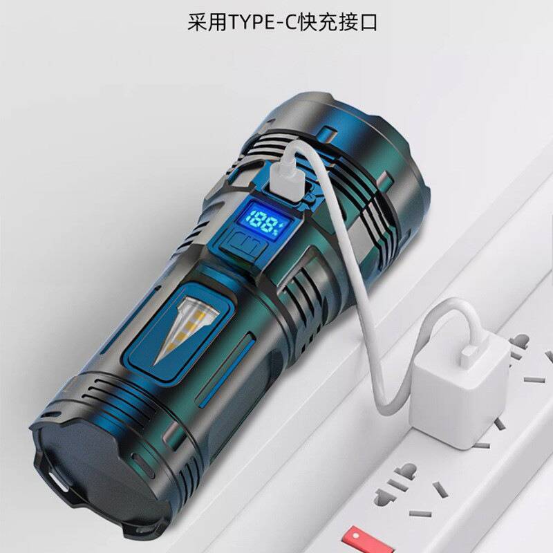 Powerful Flashlight With 7 Lamp Beads Super Bright Light With COB Side Light Camping Lantern USB Rechargeable Outdoor Torch