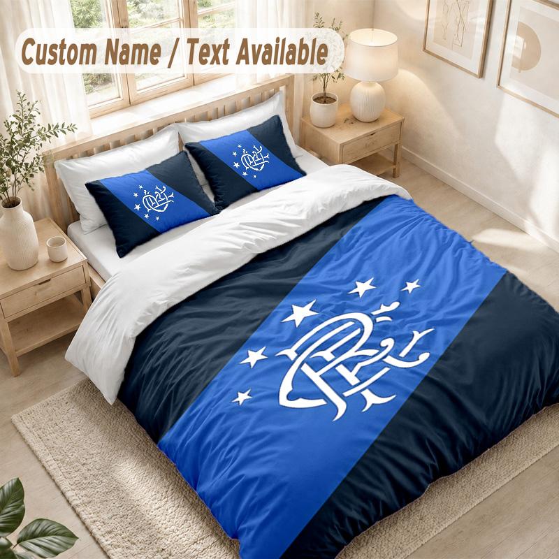 Rangers FC Bedding Set, 1 Duvet Cover & 2 Pillowcases Soft Comfortable Bedroom Home Textile Decor