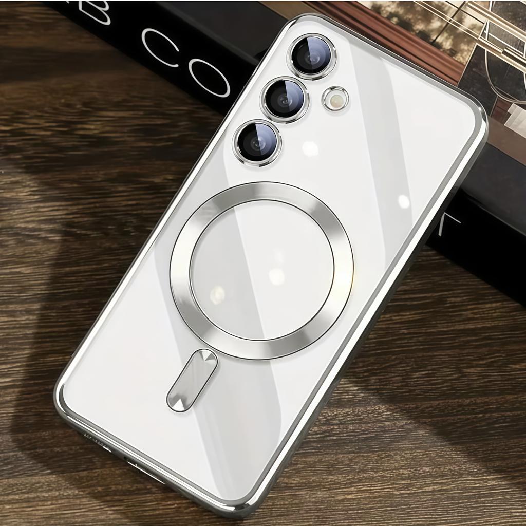 Защита камеры Прозрачный Роскошный Гальванический Чехол Мягкий ТПУ Защита от падений С Магнитным Чехлом для телефона Для Samsung Galaxy S25Ultra/S25FE