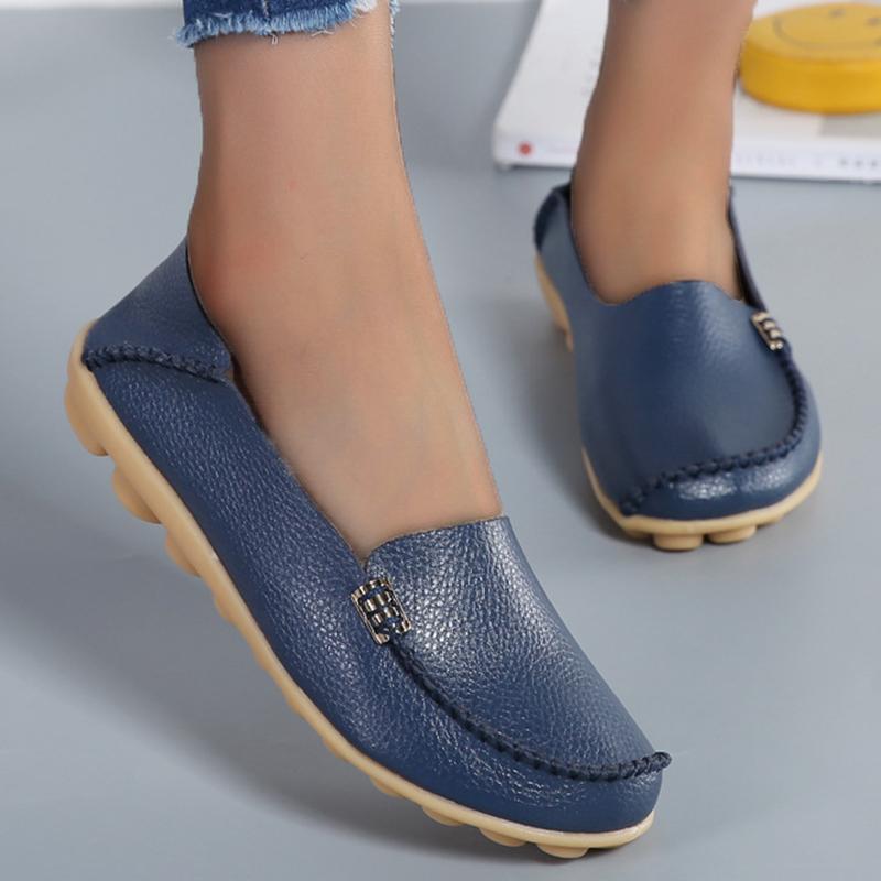 Fashion Genuine Leather Women Flats Tenis Shoes Women Moccasins Women's Shoes Slip On Women Shoe Soft Plus Size Ladies Shoes