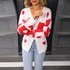 New Valentine's Day Knitted Cardigan with A Heart-shaped V-neck and Versatile Coat for Women
