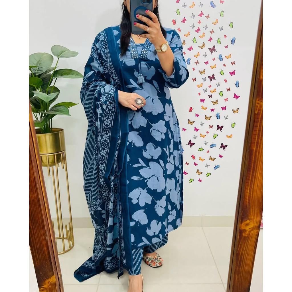 Женский дизайнерский топ-туника-курти, брюки, дупатта, комплект, одежда для болливудской вечеринки, костюм сальвар VF-20264a