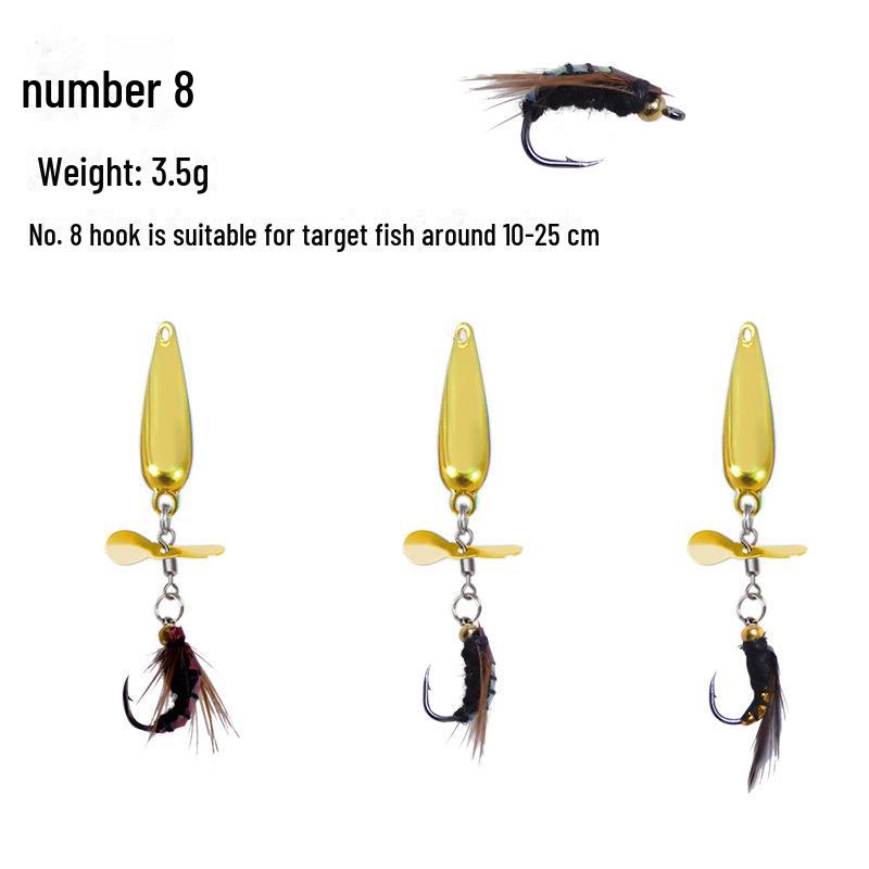 Набор для ловли рыбы нахлыстом в стиле кунг-фу: Вращающийся пропеллер, семена дыни, крючок с блестками, искусственная микроприманка, белая приманка Horse Mouth