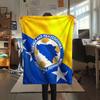 Bosnia and Herzegovina national football logo Printed Flannel Blanket, soft throw for bedroom sofa, washable,soccer fan merchandise, great gift.