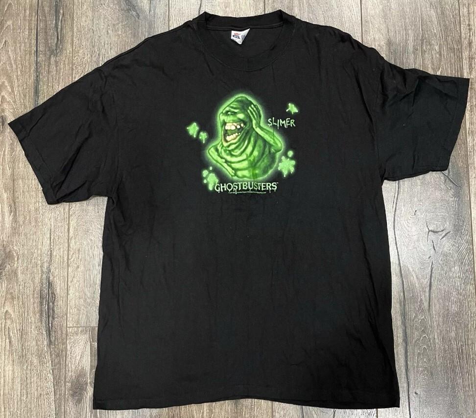 Vintage 00s Y2K Ghostbusters Movie Promo Slimer Glow In The Dark S-4XL Shirt