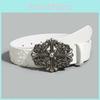 Trendy Punk Cross Flower Pu Leather Belt With Snap Button Closure For Teen Style