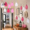 Soft Fabric Ghost Decorations Halloween Hanging Decor, Pastel Pink White Aesthetic Decor Ornaments, Cute Spooky Party Home Pendant Set