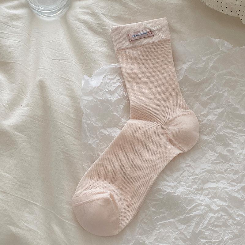 Женские летние тонкие балетные носки с бантом и кружевом, средней толщины, с высоким ворсом.
