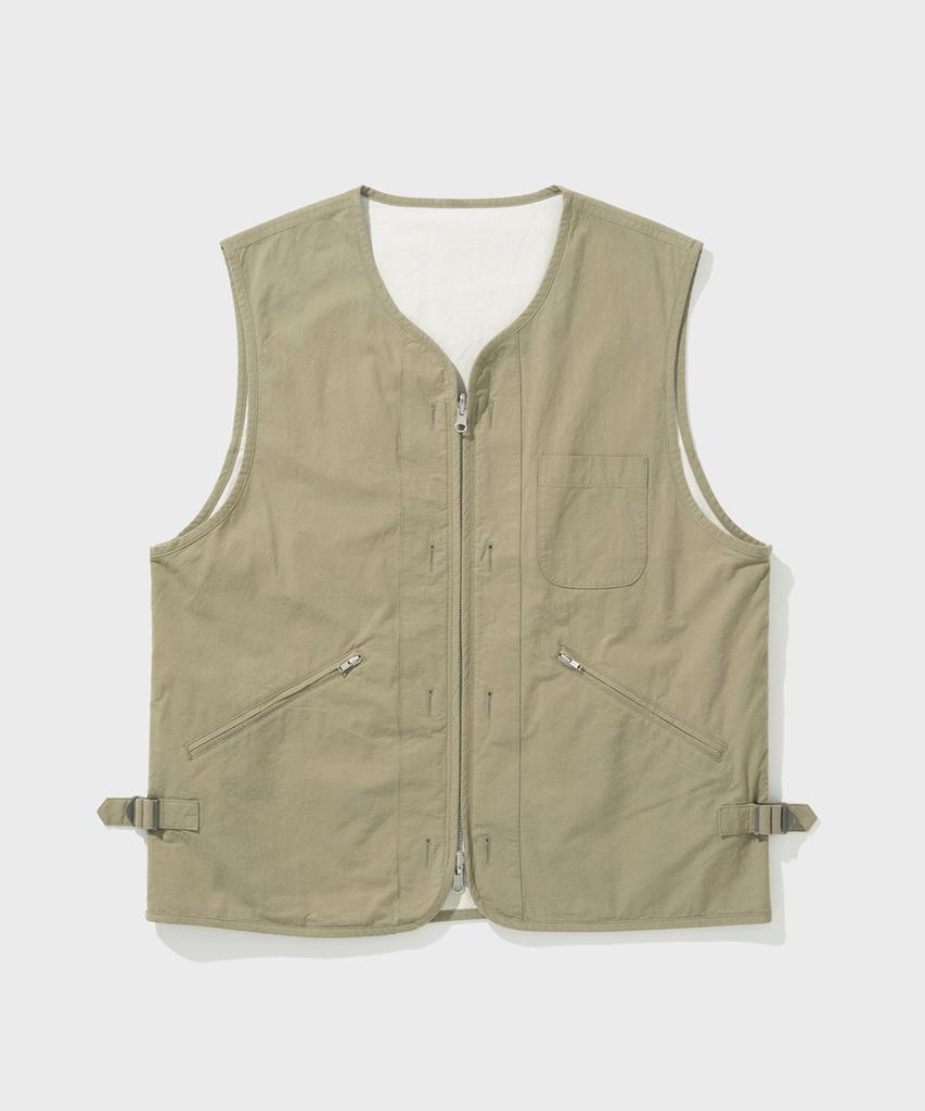 Shirter Brushed Cotton Reversible Vest (Beige Ivory)
