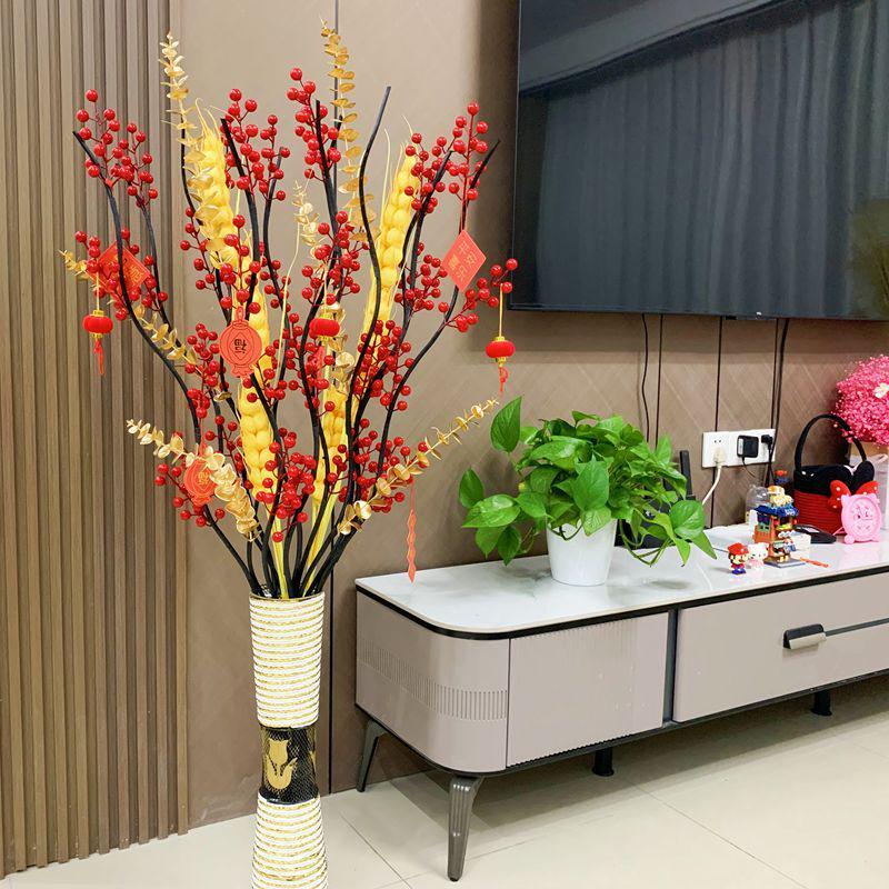 Red Berries New Year Floor Decoration: Artificial Flower Arrangement for Weddings & Housewarming
