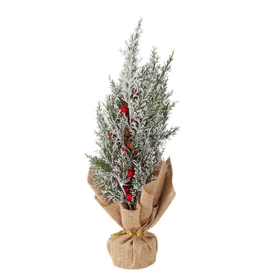 Маленькие Рождественские Искусственные Растения с Джутовой Основой Искусственные Сосновые Ветки с Красными Ягодами/Цветами Пуансеттии для Зимнего Домашнего Офиса