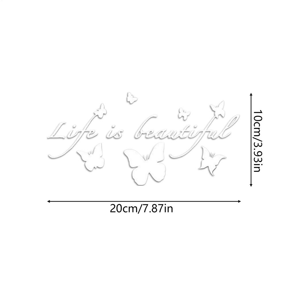 Car Stickers Life Is Beautiful Stickers Adhesive Butterfly Theme Reflective Decor Car Window Decal Stickers For Auto Motorcycles