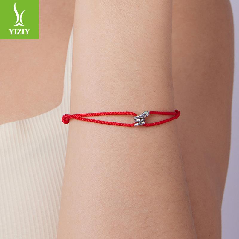 Браслет из стерлингового серебра 925 пробы «Дух Змеи» с красной плетеной нитью, модный и популярный браслет-талисман на руку, ручное украшение