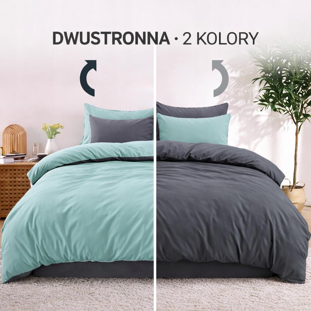Two-color Bedding Set 200x220 cm, double-sided, soft, 3-piece Premium Mint