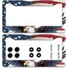 n Flag Eagle License Plate Frame Patriotic Eagle License Plate Colorful Stainless Steel Auto Parts Funny License Plate Decoration with Screws Size