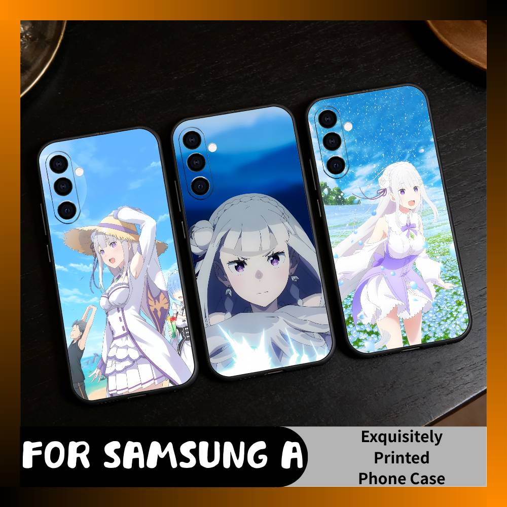 Чехол для телефона E-Emilia из RE-Zero для Samsung Galaxy A73,A72,A71,A70,A52,A51 Другие Мягкий черный чехол