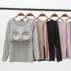 Women's Fashion Casual Solid Color Print Fall Winter Long Sleeve O-Neck Pullovers & Long Sleeves