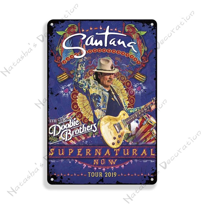 Rock Band Santana Decorative Plate Metal Poster Garage Club Metal Tin Sign Metal Plaque Wall Plate Man Cave Club Wall Decor