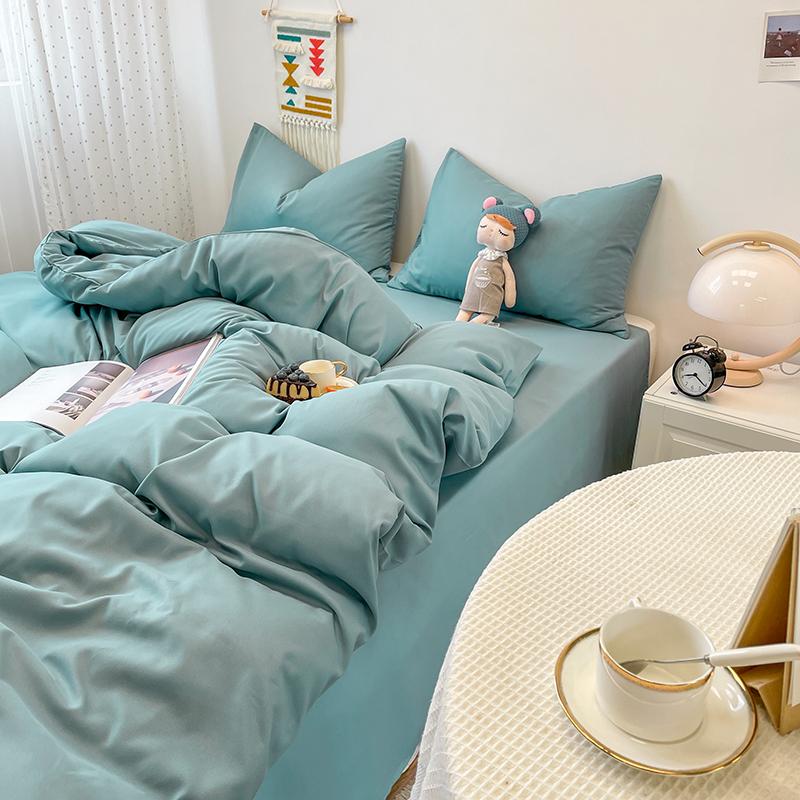 Комплект из 3 предметов однотонного пухового пододеяльника, постельное белье (1 пододеяльник + 2 наволочки, без наполнителя), мягкий и удобный