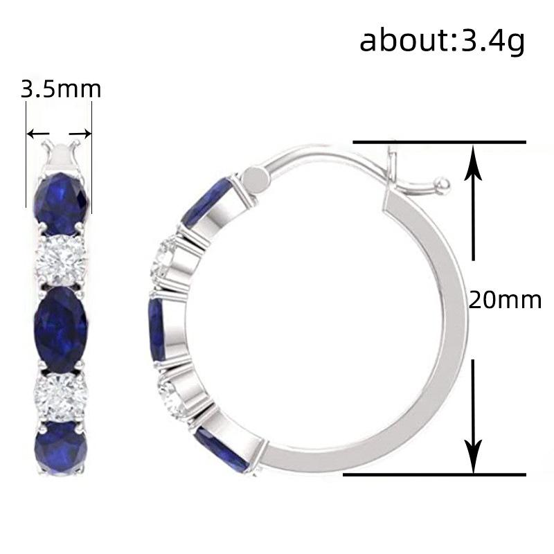 BELLA BOX Модные популярные синие драгоценные камни с бриллиантами, темперамент, простые и нежные цветные сокровища, маленькие свежие женские серьги