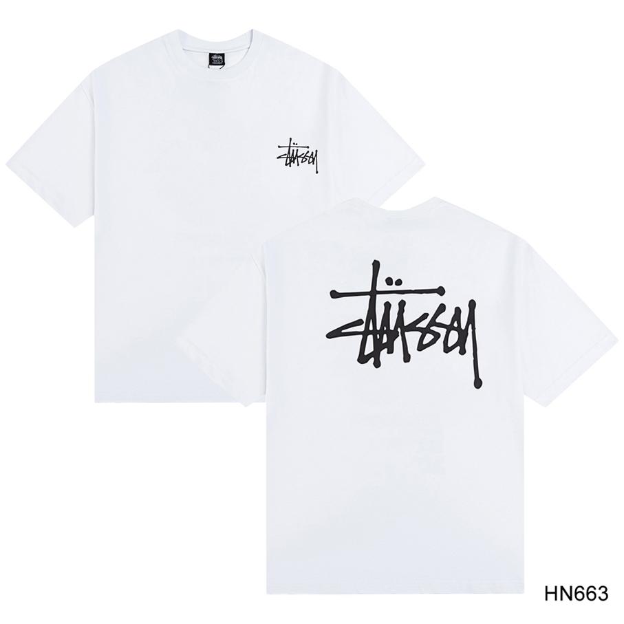Stussy Летняя новая футболка с круглым вырезом из высококачественного хлопка 2025 года для мужчин и женщин, классическая футболка с буквенным принтом для пар