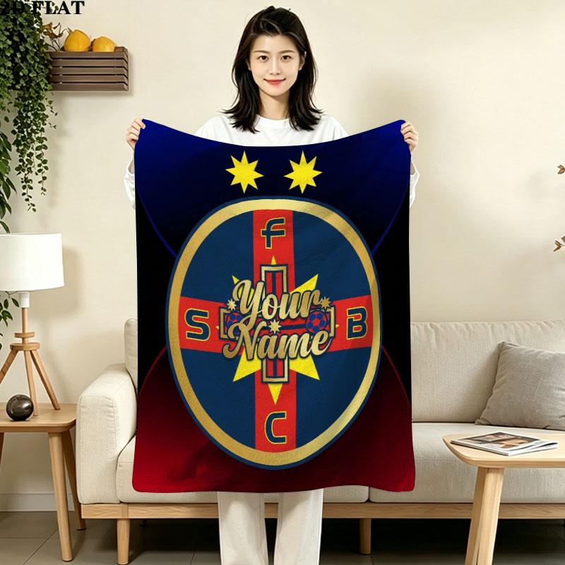 1PC Fcsb Custom Name Patterned Flannel Blanket Suitable For All Seasons for Home Decor Warmth and Comfort Gifts Holiday Gift
