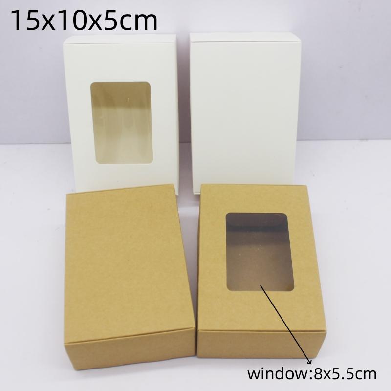 10 шт. подарочная упаковка с окошком белая/крафт-бумага большого размера для рождественского подарка упаковка для торта свадьба семейное торжество m