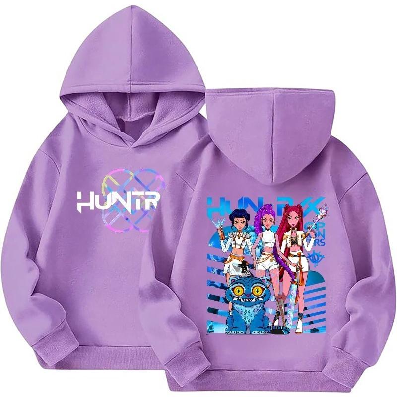 Girls Top Kpop Hunters Witch Hunt Pattern Children's Girls Hooded Hoodie