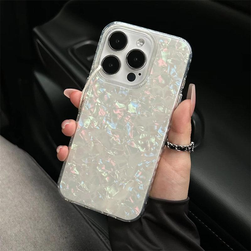 Роскошный блестящий чехол с лазерным узором для iPhone 11 12 13 14 15 16 Pro Max Plus, мягкий противоударный чехол IMD