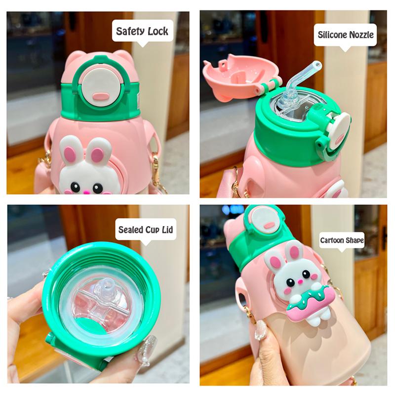 Милый мультфильм, детский термос из нержавеющей стали 316, бутылка для воды с соломинкой, термоизолированная чашка для студентов детского сада для мальчиков и девочек