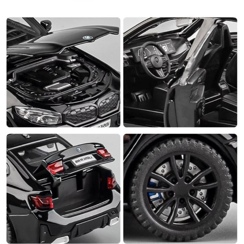 1/32 Scale BMW 320i THE 3 2023 Alloy Car Model Diecast Metal Toy Vehicles Model Simulation Sound and Light Collection Boy Kid Toy Gift