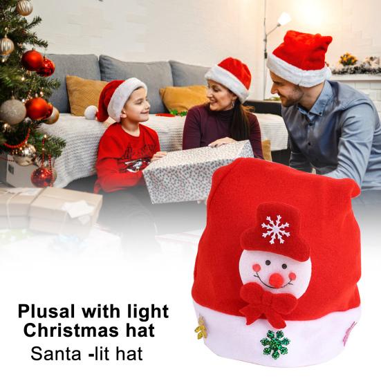 Рождественская шапка унисекс, детская новогодняя шапочка-бини на батарейках со светодиодной подсветкой