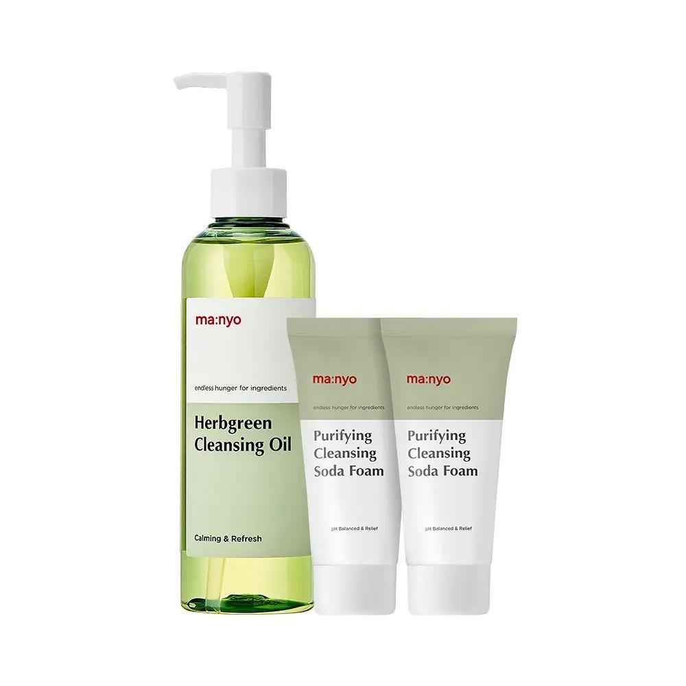 ma:nyo Herb Green Cleansing Oil Set 200ml + Soda Foam 20ml ×2