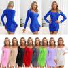 Women Solid Color Stretchy Bodycon Tight Pencil Mini Dress Cocktail Party Clubwear