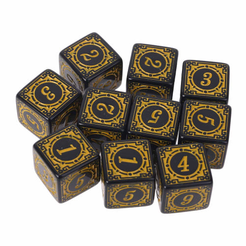 KSTZGTA Unique Acrylic Polyhedral Dice Set of 10, Square Edge, 6-Sided, Smooth Surface, D6, 15mm, Yellow, Role Playing Dice