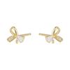 S925 Sterling Silver Bow Diamond Stud Earrings for Women Special-Interest Design High-Grade Delicate Earrings Anti-Allergy
