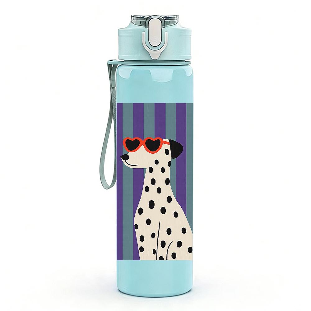 1PC Spotted Dalmatian Bust 750ml Color Plastic Sports Water Bottle Leakproof Flip Straw Lid For Sports Office Home Use