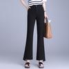 Women's High-Waist Fishtail Flare Cropped Pants with Irregular Hem - Iron-Free, Casual Summer Style for Petites