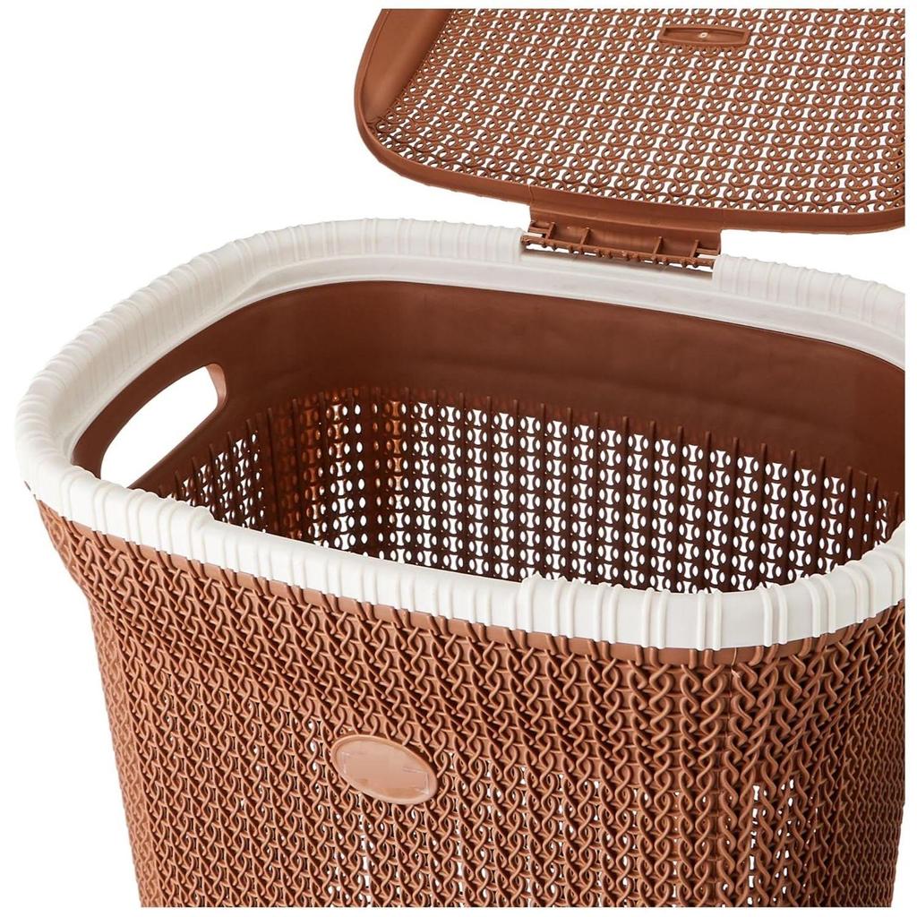 Вязаная корзина для белья - большая - 55 литров - 44 см X 35 см X 61 см | Королевский светло-коричневый - полипропилен