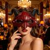 Костюм на Хэллоуин Аксессуар Демонические Рога Маска Голова Дьявола Косплей Реквизит Маскарад Легкая Маска для Лица Аксессуар для Вечеринки Карнавал Конфеты или Розыгрыш