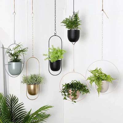 Nordic New Swinging Chain Metal Подвесной цветочный горшок Корзина для растений Железный держатель Сад Дом Балкон Подвесная ваза для растений Украшение
