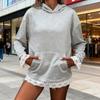 Women's Oversized Lace Trim Hoodie Fall Casual Long Sleeve Sweatshirt Loose Pullover Tops with Pocket